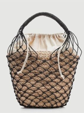 JCrew Sedona basket bag in black straw